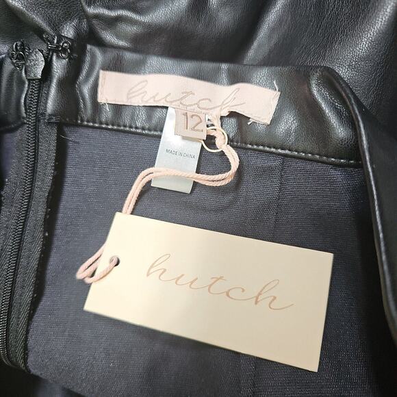 Hutch x Anthropologie Black Rez Faux Leather Flare Dress Pants Womens Size 12 - Picture 5 of 12